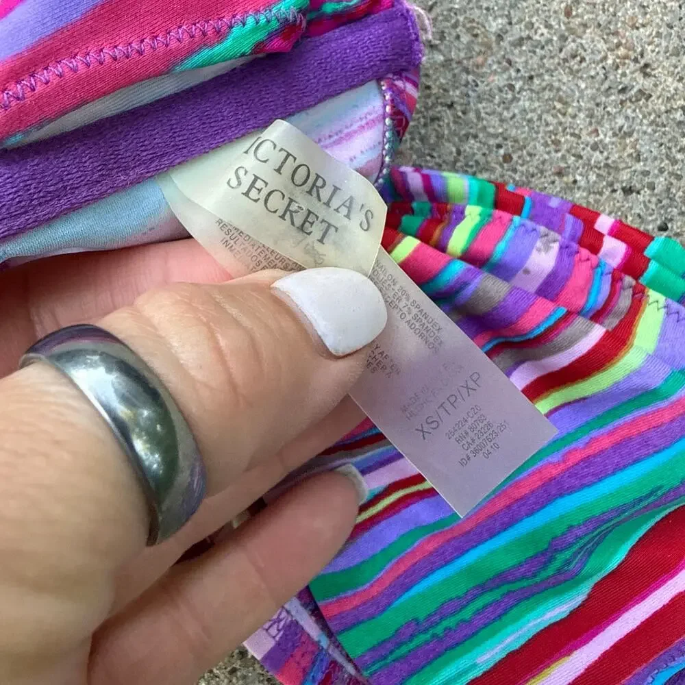 Victoria's Secret Rainbow Stripe Bandeau Twist Bikini Swim Top XS
